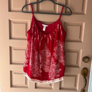 CAbi Red and White Camisole Top